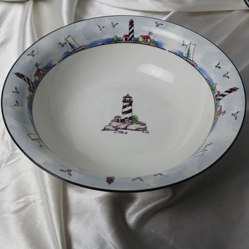TOTALLY TODAY COASTAL LIGHTHOUSE DINNER SET FOR 4 (16 PIECES)